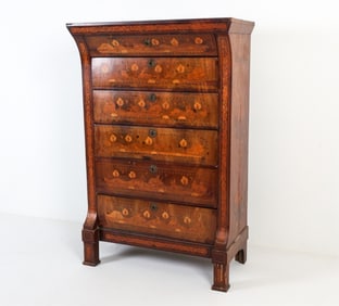 19TH C. DUTCH MARQUETRY INLAID CHEST OR DRESSER