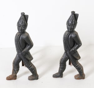 ANTIQUE HESSIAN SOLDIER ANDIRONS