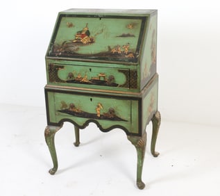 CHINOISERIE PAINT DECORATED SECRETARY DESK