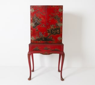 CHINOISERIE LACQUER SECRETARY DESK CABINET