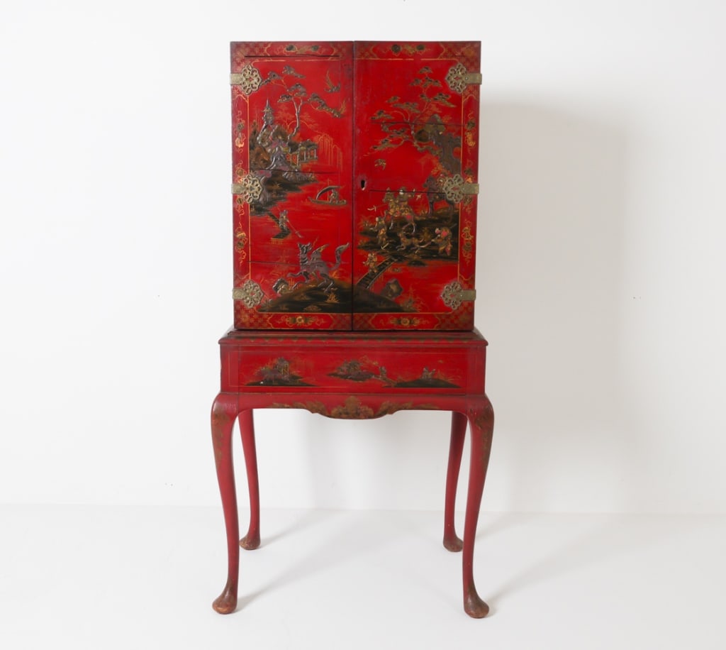 CHINOISERIE LACQUER SECRETARY DESK CABINET (1 of 20)