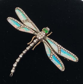 OPAL & DIAMOND DRAGONFLY BROOCH