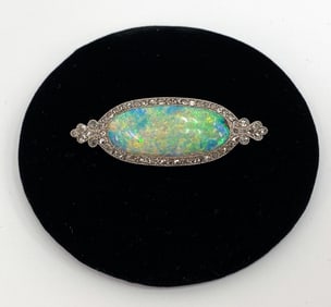 EDWARDIAN DAZZLING OPAL AND DIAMOND BROOCH