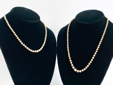 (2) EDWARDIAN PEARL & DIAMNOND NECKLACES