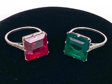 (2) STERLING RINGS WITH DIAMONDS