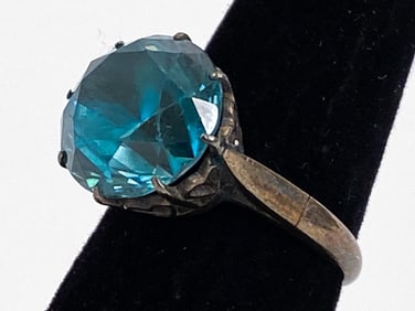 LARGE BLUE TOPAZ & STERLING RING