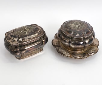 (2) ENGLISH STERLING SILVER DRESSER BOXES