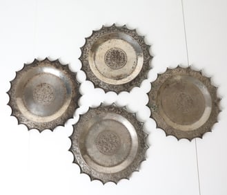 19TH C. THAI EMBOSSED SILVER PLATES