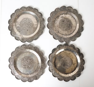 19TH C. THAI EMBOSSED SILVER PLATES
