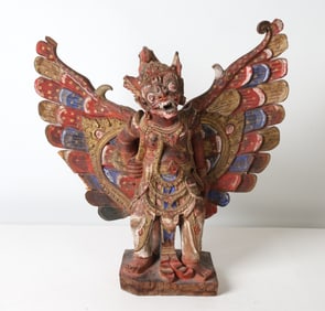 ANTIQUE BALINESE 'GARUDA' CARVED WOODEN FIGURE