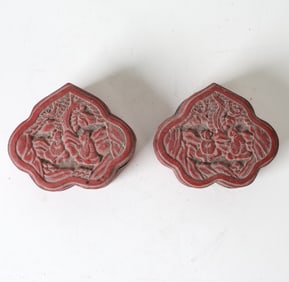 (2) CHINESE CINNABAR LACQUER BOXES