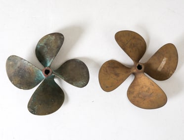 (2) VINTAGE BRASS BOAT PROPELLERS