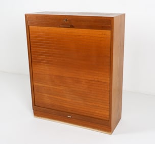 EHAPA ART DECO TEAK TAMBOUR FILING CABINET C.1940S
