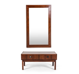 DANISH ROSEWOOD HALL CHEST & MIRROR C. 1960'S
