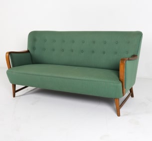 ATTR. ALFRED CHRISTENSEN TEAK & WOOL SOFA C.1960'S