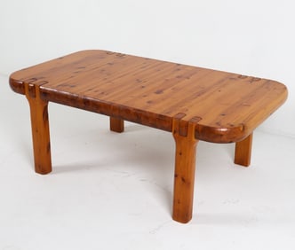 DANISH PINE BRUTALIST COFFEE TABLE C.1970'S