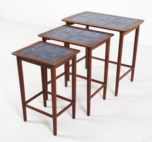 DANISH TEAK & TILE NESTING TABLES C.1960'S