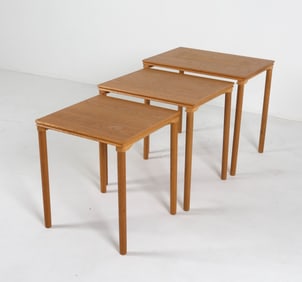 MID-CENTURY DANISH OAK NESTING TABLES C.1980'S