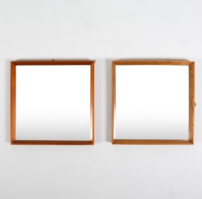 PAIR MID-CENTURY DANISH OAK WALL MIRRORS C.1960'S