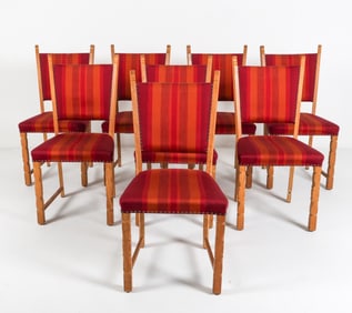 (8) KJAERNULF STYLE DANISH OAK DINING CHAIRS 1970S