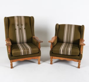 PAIR OF KJAERNULF STYLE DANISH OAK LOUNGE CHAIRS