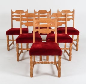 KJAERNULF STYLE DANISH OAK RAZORBACK DINING CHAIRS