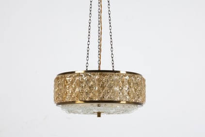 ORREFORS GLASS & BRASS PENDANT LAMP C.1960'S