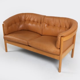 NIELAUS & JEKI DANISH BEECH & LEATHER SOFA