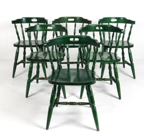 (6) PAINTED BEECH BARREL BACK DINING CHAIRS