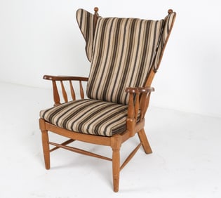 DANISH 'EAR FLAP' OAK LOUNGE CHAIR C.1970'S
