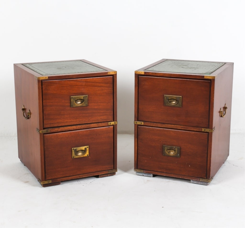 PAIR BURTON MAHOGANY CAMPAIGN SIDE CHESTS (1 of 14)