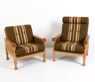 KJAERNULF STYLE DANISH OAK LOUNGE CHAIRS