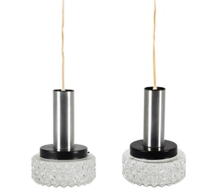 PAIR OF DANISH GLASS PENDANT LIGHTS C.1970'S