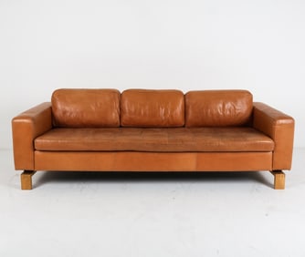 DE SEDE STYLE PATCHWORK LEATHER & OAK SOFA