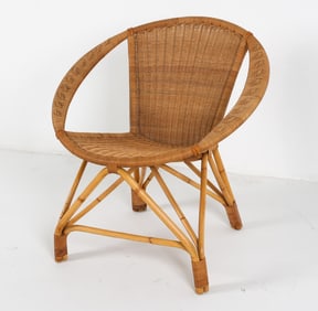 DANISH BAMBOO & RATTAN HOOP CHAIR C.1970'S