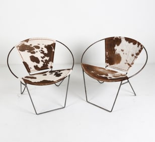 PAIR OF COW HIDE HOOP CHAIRS C.1970'S
