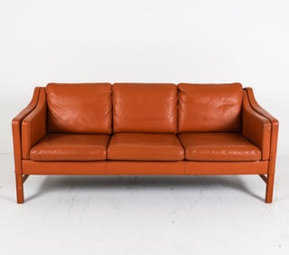 SVEN SKIPPER DANISH LEATHER & BEECH SOFA C.1960'S