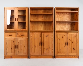 SWEDISH PINE IKEA WALL CABINET SYSTEM C. 1970'S