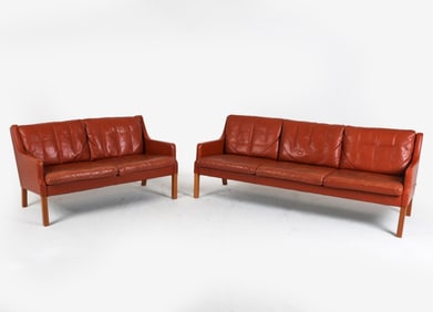 (2) RUD THYGESEN DANISH LEATHER SOFAS 1970'S