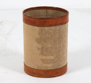 DANISH LEATHER & CANVAS WASTE BIN C.1970'S