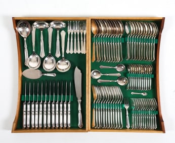 DANISH SILVER PLATE FALTWARE GROUPING