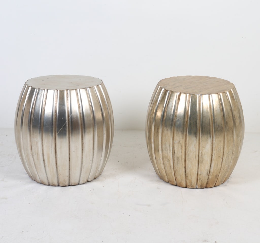 PAIR OF SILVER GILT DRUM FORM SIDE TABLES (1 of 12)