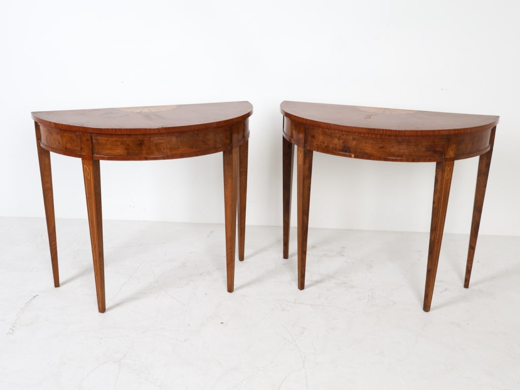 FEDERAL STYLE BURL WOOD DEMILUNE TABLES (1 of 12)