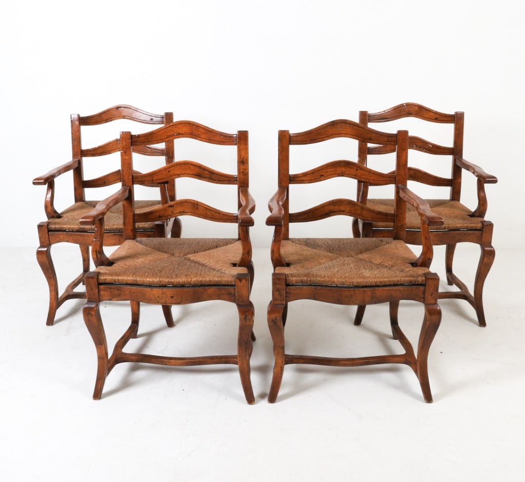 FRENCH COUNTRY PINE & RUSH ARM CHAIRS (1 of 15)