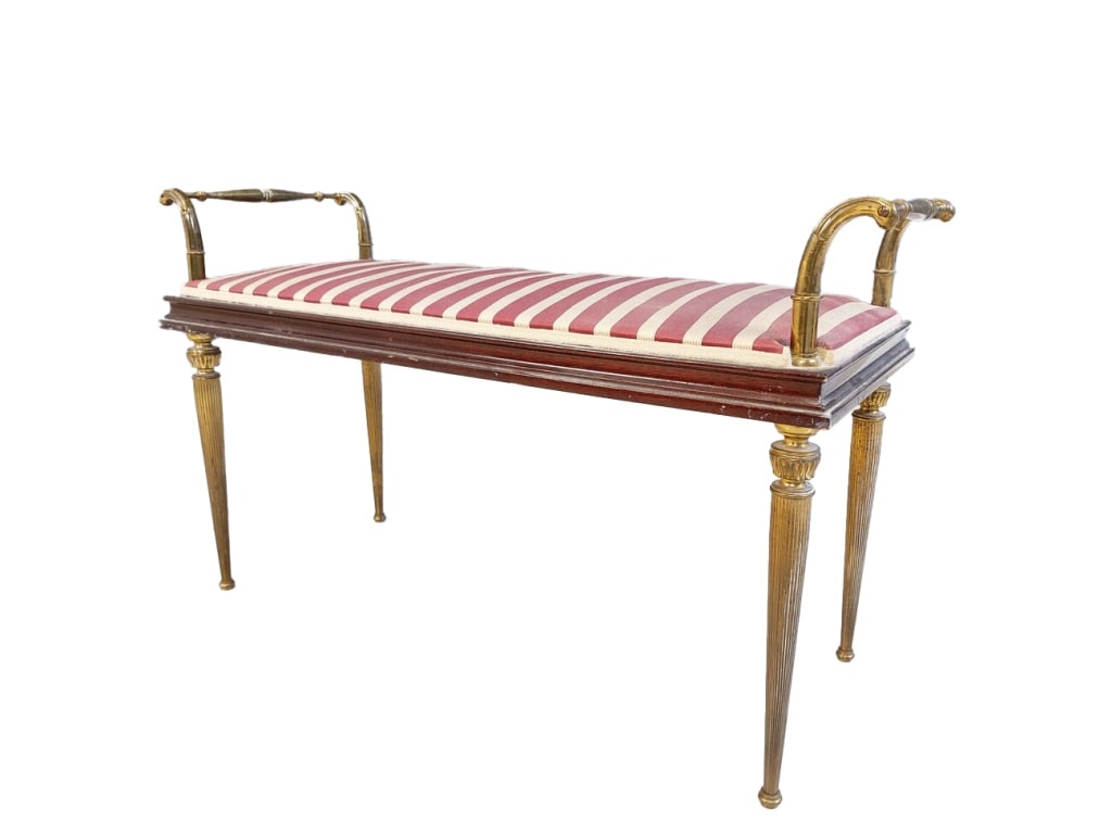 VINTAGE BRASS & WOOD BENCH IN THE REGENCEY STYLE (1 of 11)