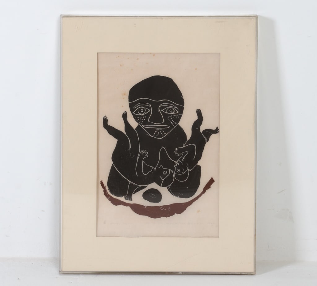 MOTHER AND CHILD WOODBLOCK PRINT (1 of 8)