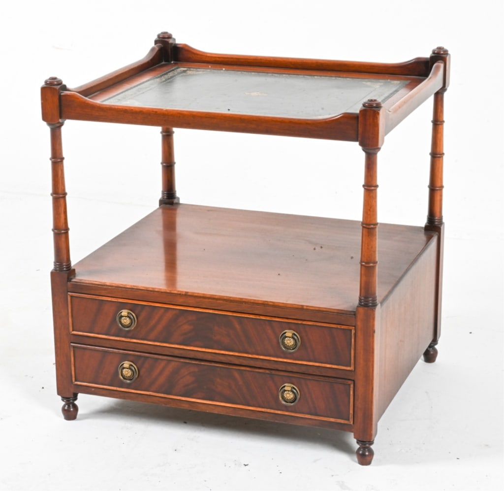 MAHOGANY LEATHER TOP SIDE TABLE (1 of 14)