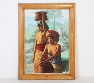 INDONESIAN FEMALE PORTRAIT PAINTING O/B