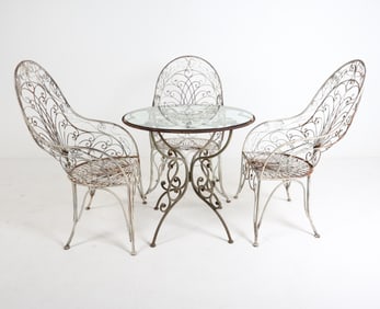 SALTERININ WROUGHT IRON CHAIR & TABLE SUITE