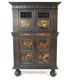 EARLY 18TH C. POLYCHROME PAINTED DUTCH KAS